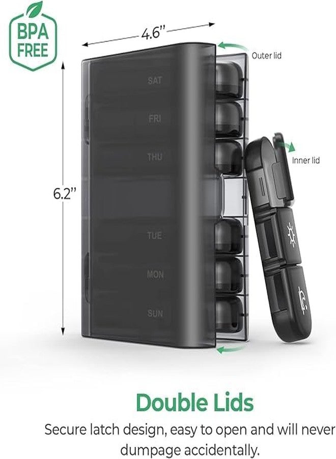 BKQPTL Pill organizer box for medicine 7 days 3 times | Tablet organizer box for medicine | Weekly medicine organizer pill box for travel & home | Medicine pills organiser & storage box (Large size) - Image 3